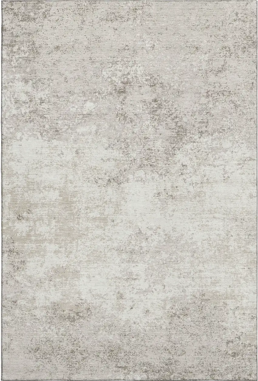 Ivory And Beige Abstract Washable Area Rug With UV Protection Photo 3