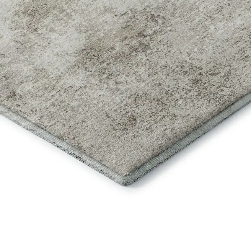 Ivory And Beige Abstract Washable Area Rug With UV Protection Photo 5