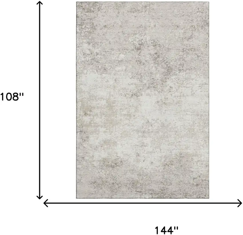 Ivory And Beige Abstract Washable Area Rug With UV Protection Photo 5
