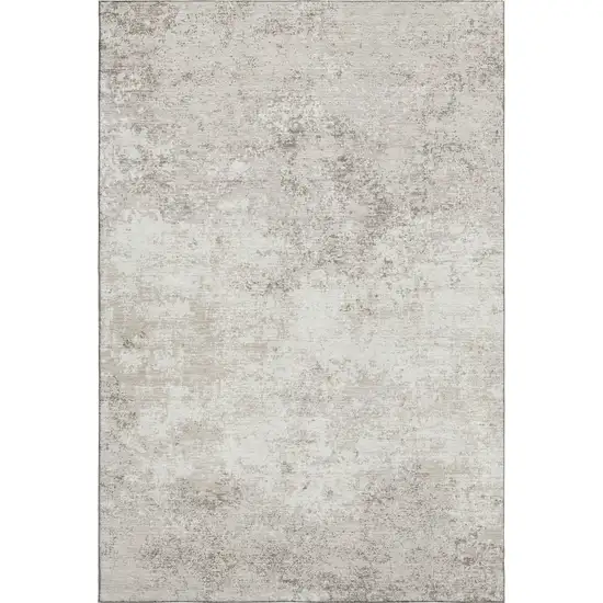 Ivory And Beige Abstract Washable Area Rug With UV Protection Photo 3