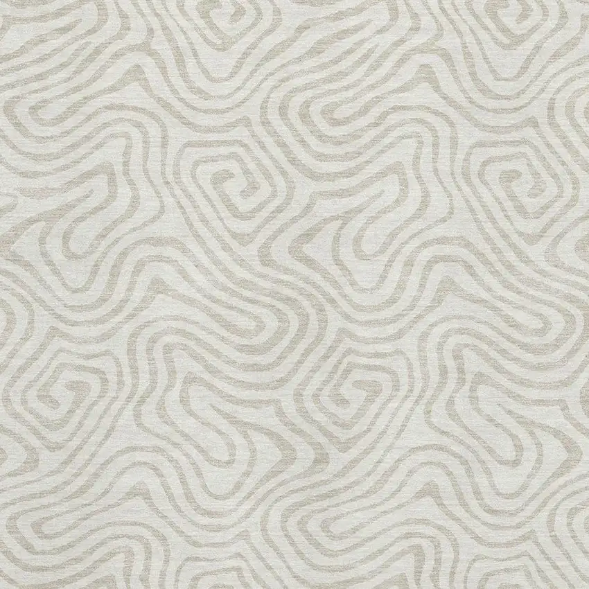 Ivory And Beige Abstract Washable Area Rug With UV Protection Photo 2