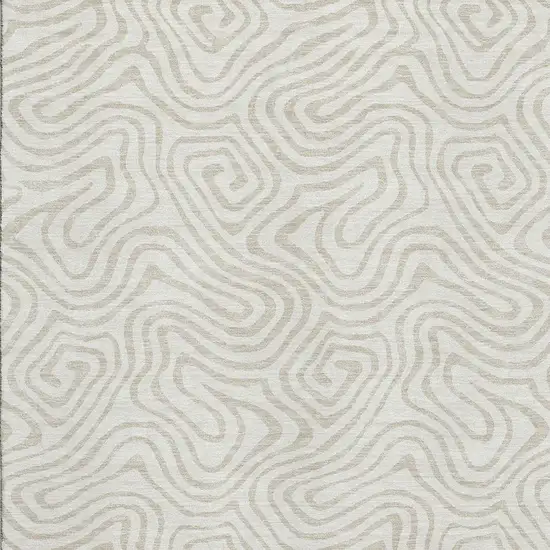 Ivory And Beige Abstract Washable Area Rug With UV Protection Photo 2