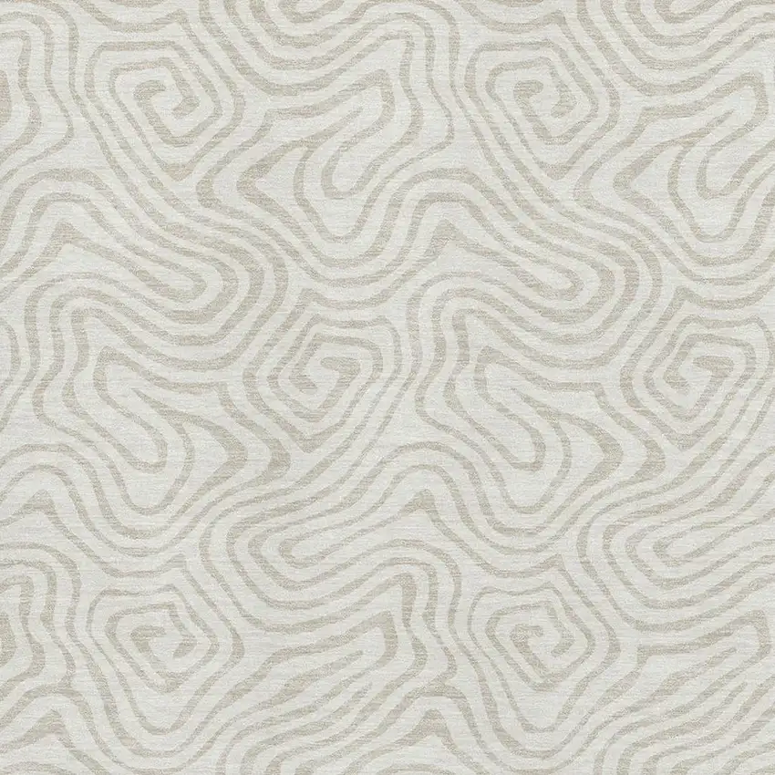 Ivory And Beige Abstract Washable Area Rug With UV Protection Photo 2