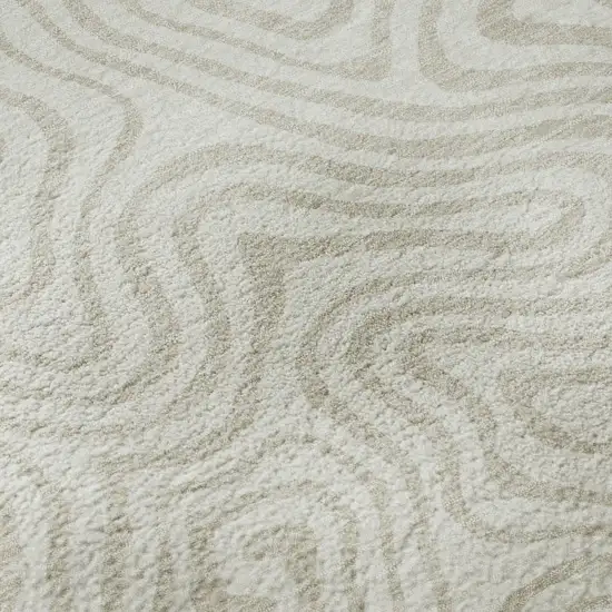 Ivory And Beige Abstract Washable Area Rug With UV Protection Photo 9
