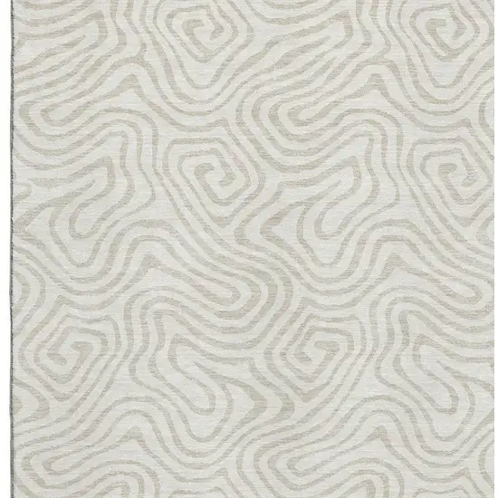 Ivory And Beige Abstract Washable Area Rug With UV Protection Photo 2