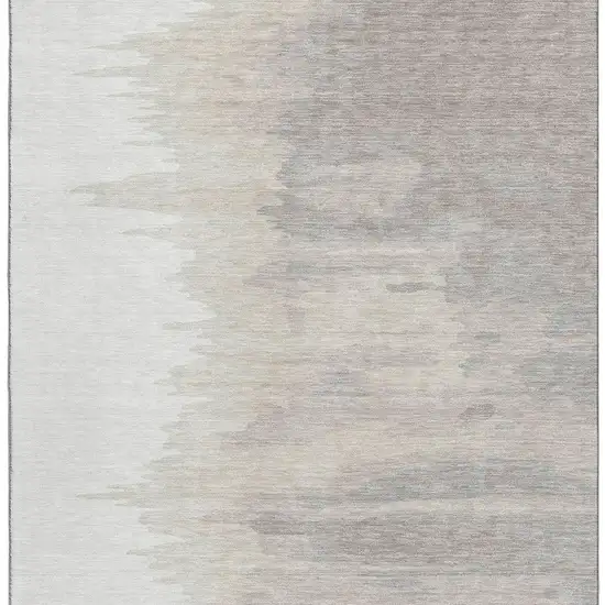 Ivory And Beige Abstract Washable Area Rug With UV Protection Photo 4