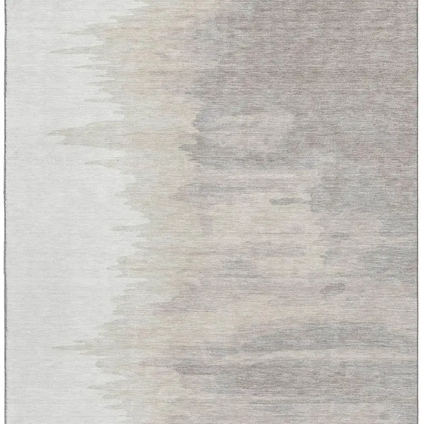 Ivory And Beige Abstract Washable Area Rug With UV Protection Photo 4