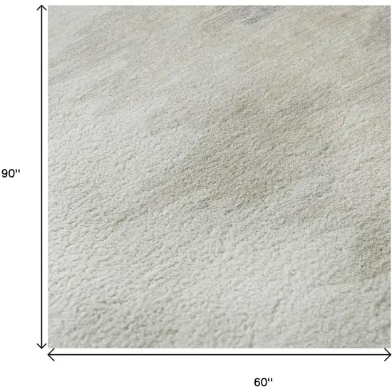 Ivory And Beige Abstract Washable Area Rug With UV Protection Photo 9