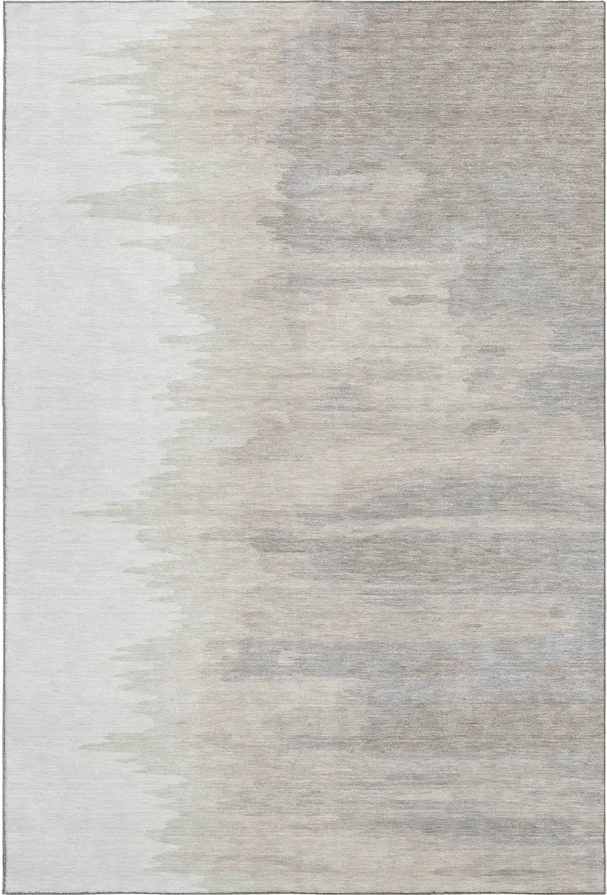 Ivory And Beige Abstract Washable Area Rug With UV Protection Photo 5