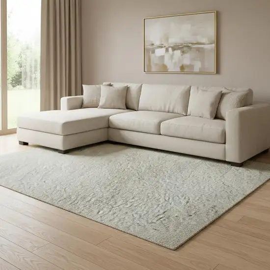 Ivory And Beige Abstract Washable Area Rug With UV Protection Photo 2