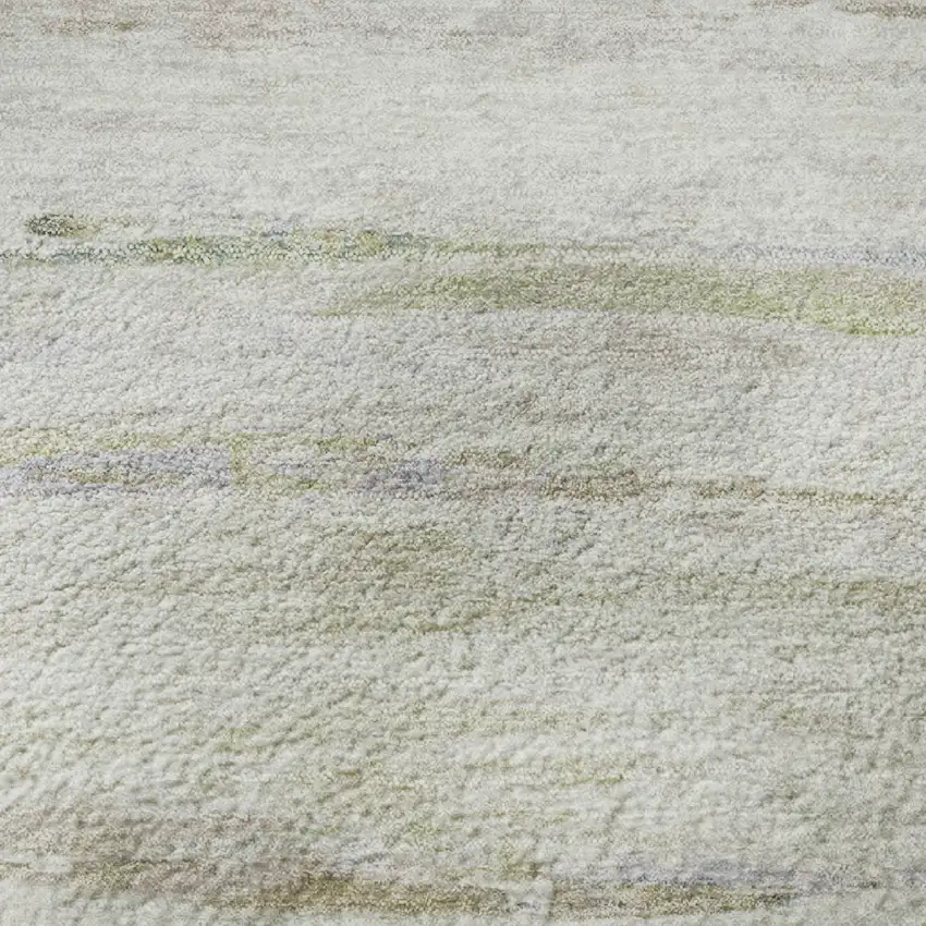 Ivory And Beige Abstract Washable Area Rug With UV Protection Photo 3