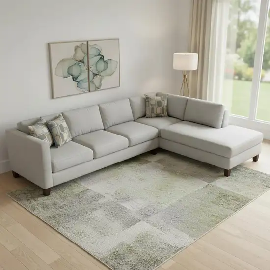 Ivory And Beige Abstract Washable Area Rug With UV Protection Photo 2