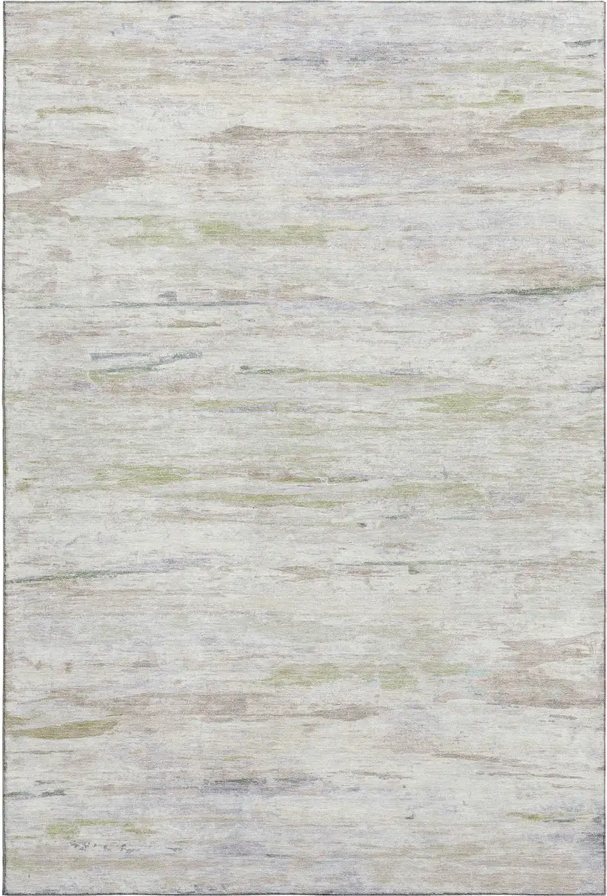 Ivory And Beige Abstract Washable Area Rug With UV Protection Photo 7