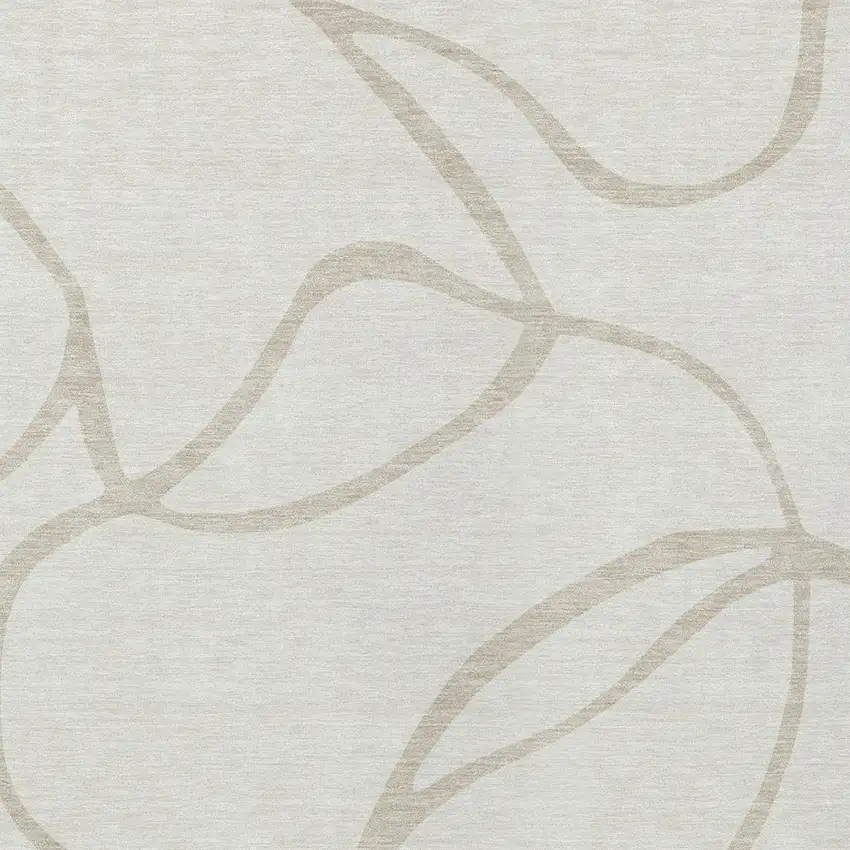 Ivory And Beige Abstract Washable Indoor Outdoor Area Rug Photo 5