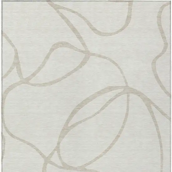 Ivory And Beige Abstract Washable Indoor Outdoor Area Rug Photo 6