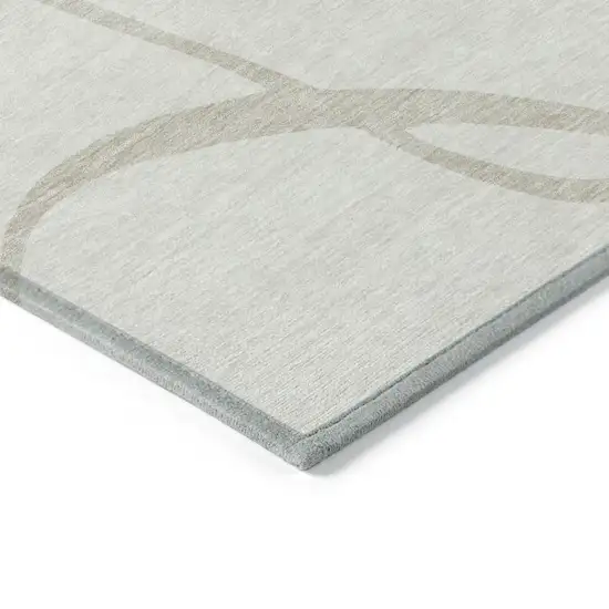 Ivory And Beige Abstract Washable Indoor Outdoor Area Rug Photo 4