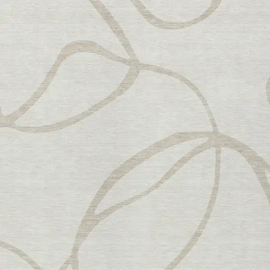 Ivory And Beige Abstract Washable Indoor Outdoor Area Rug Photo 5
