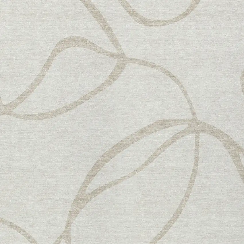 Ivory And Beige Abstract Washable Indoor Outdoor Area Rug Photo 5