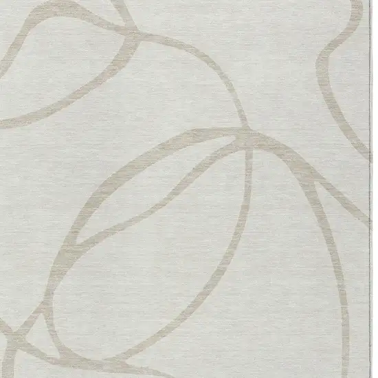 Ivory And Beige Abstract Washable Indoor Outdoor Area Rug Photo 8