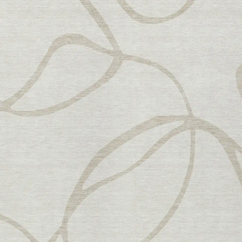 Ivory And Beige Abstract Washable Indoor Outdoor Area Rug Photo 5