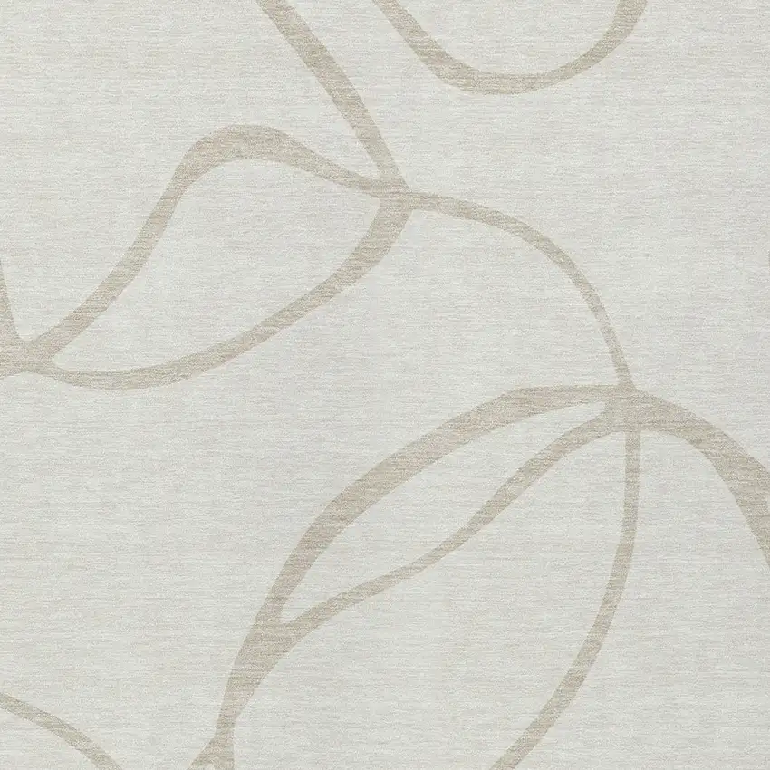 Ivory And Beige Abstract Washable Indoor Outdoor Area Rug Photo 9