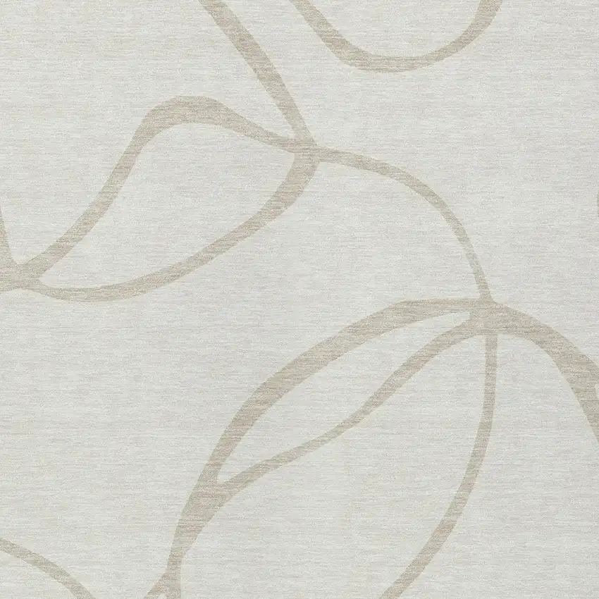 Ivory And Beige Abstract Washable Indoor Outdoor Area Rug Photo 5