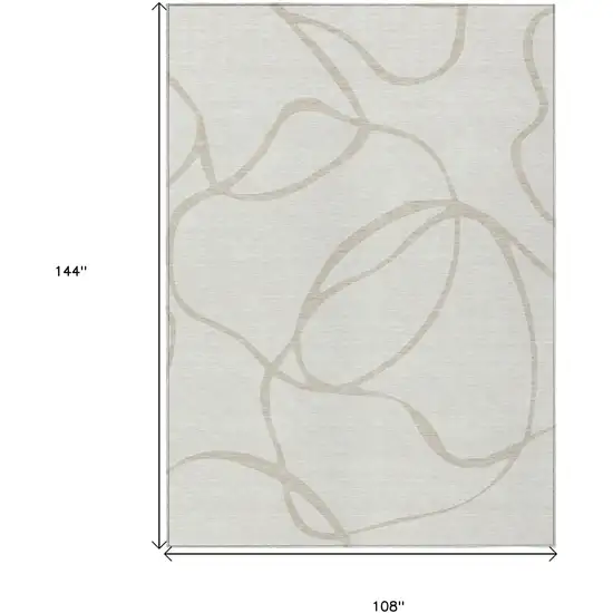 Ivory And Beige Abstract Washable Indoor Outdoor Area Rug Photo 3