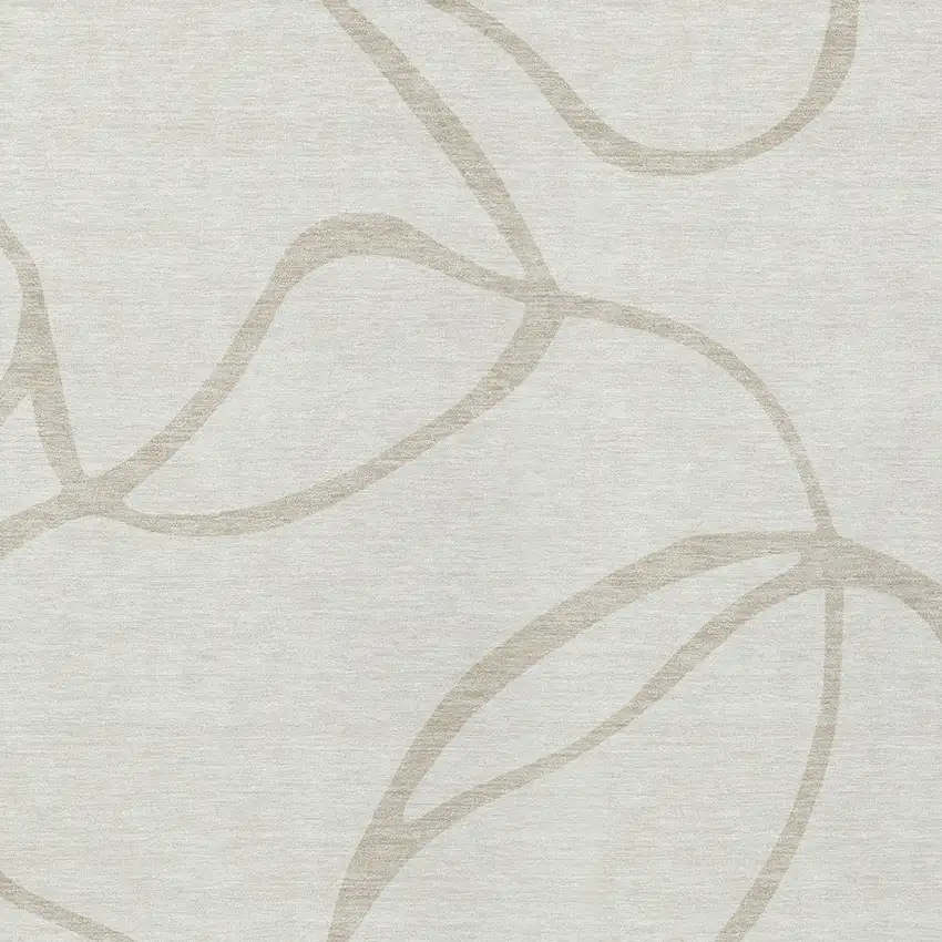 Ivory And Beige Abstract Washable Indoor Outdoor Area Rug Photo 6