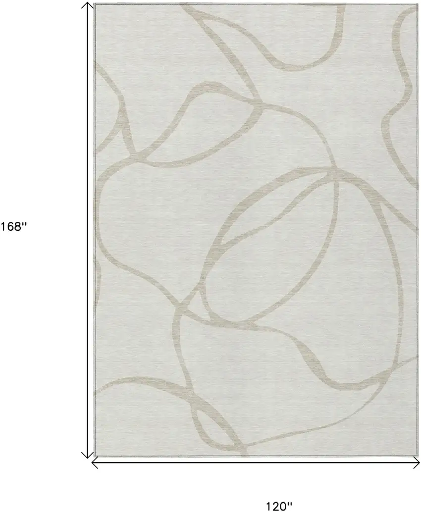 Ivory And Beige Abstract Washable Indoor Outdoor Area Rug Photo 3