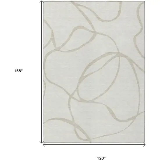 Ivory And Beige Abstract Washable Indoor Outdoor Area Rug Photo 3