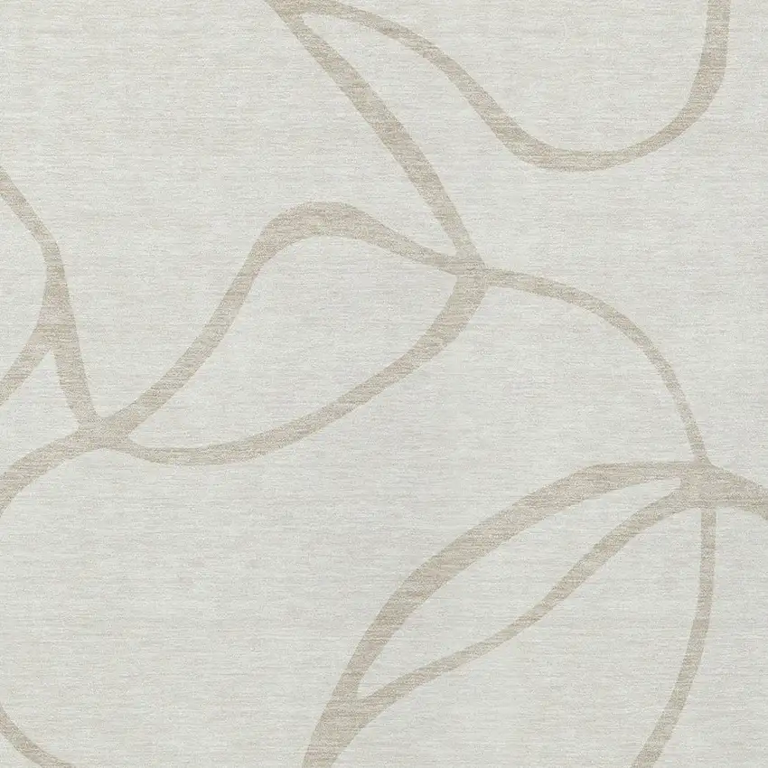 Ivory And Beige Abstract Washable Indoor Outdoor Area Rug Photo 9