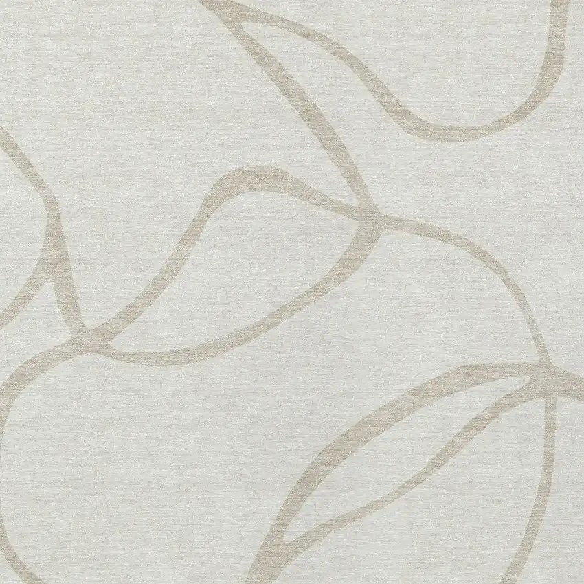 Ivory And Beige Abstract Washable Indoor Outdoor Area Rug Photo 8