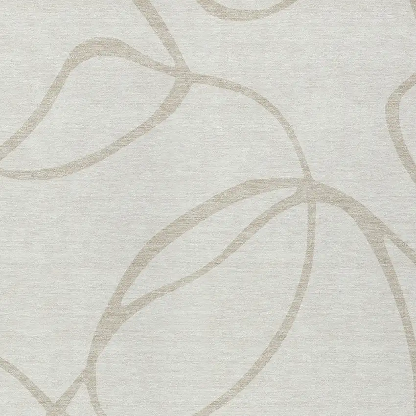 Ivory And Beige Abstract Washable Indoor Outdoor Area Rug Photo 7