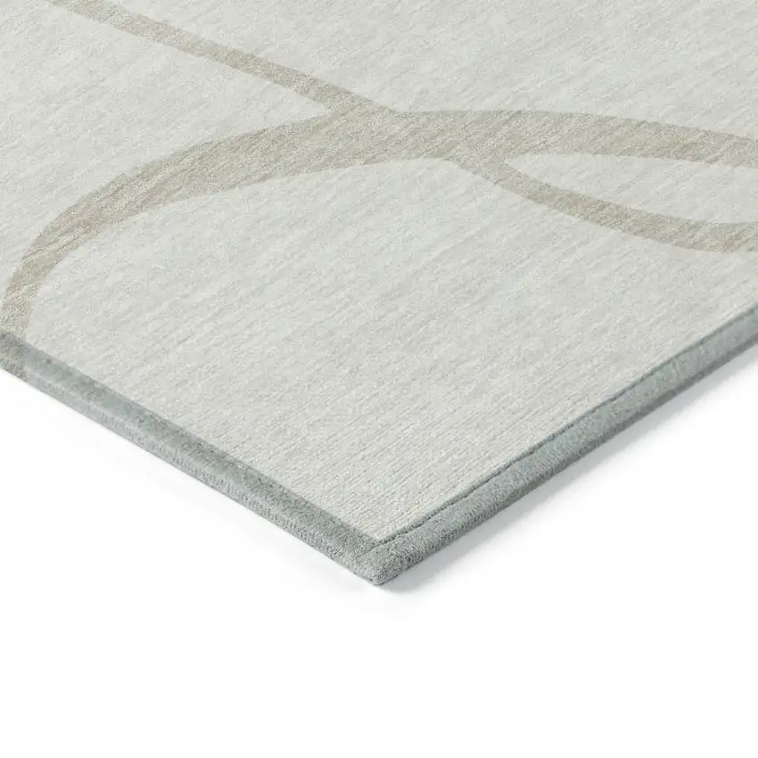 Ivory And Beige Abstract Washable Indoor Outdoor Area Rug Photo 4