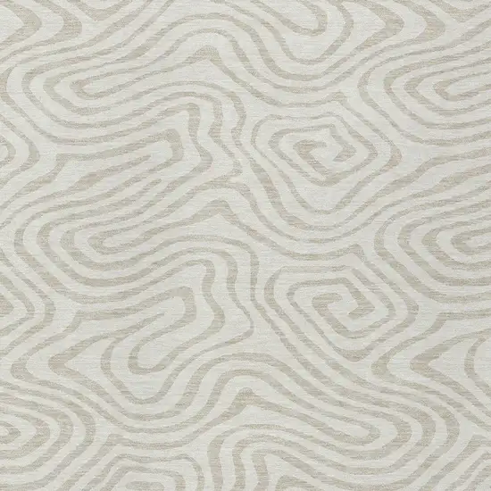 Ivory And Beige Abstract Washable Indoor Outdoor Area Rug Photo 6