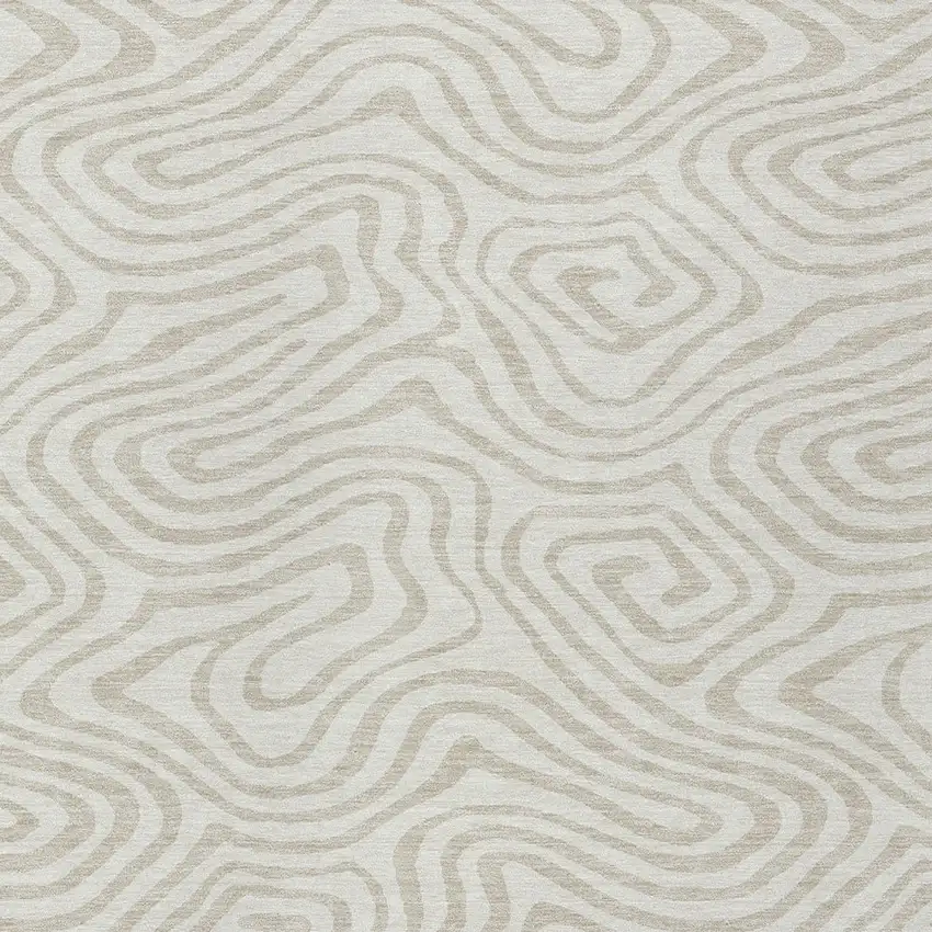 Ivory And Beige Abstract Washable Indoor Outdoor Area Rug Photo 6