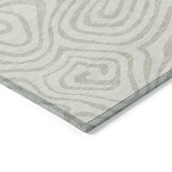 Ivory And Beige Abstract Washable Indoor Outdoor Area Rug Photo 5