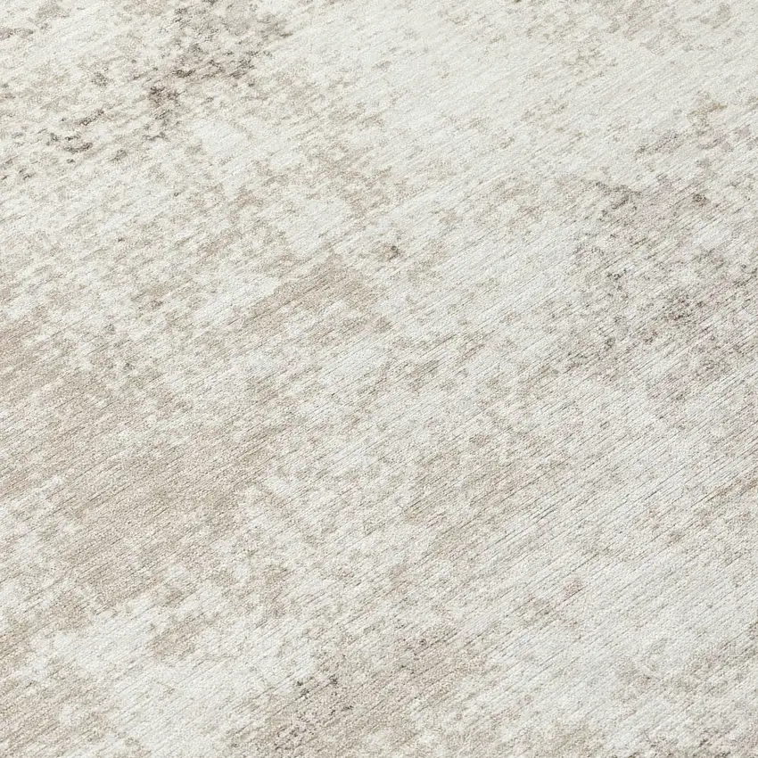 Ivory And Beige Abstract Washable Indoor Outdoor Area Rug Photo 7