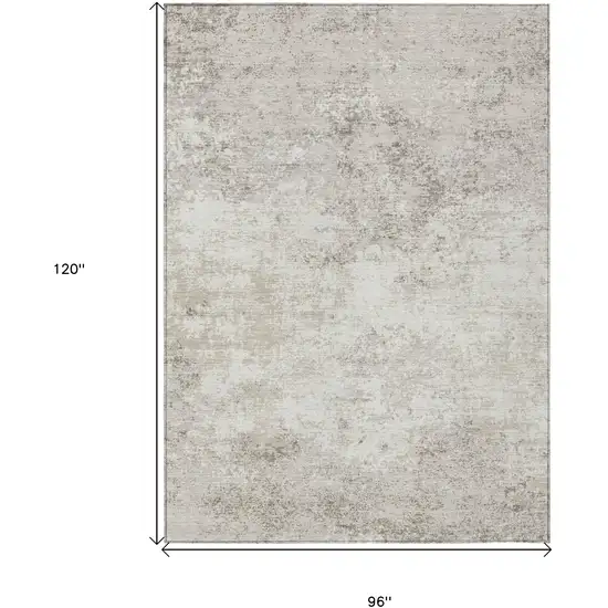 Ivory And Beige Abstract Washable Indoor Outdoor Area Rug Photo 3