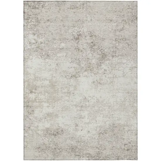 Ivory And Beige Abstract Washable Indoor Outdoor Area Rug Photo 2