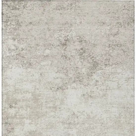 Ivory And Beige Abstract Washable Indoor Outdoor Area Rug Photo 7