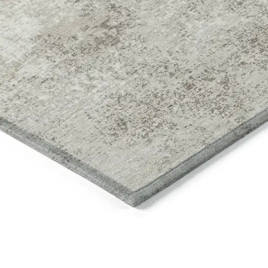Ivory And Beige Abstract Washable Indoor Outdoor Area Rug Photo 5