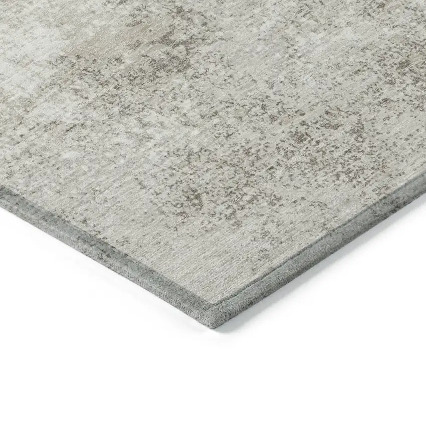 Ivory And Beige Abstract Washable Indoor Outdoor Area Rug Photo 5