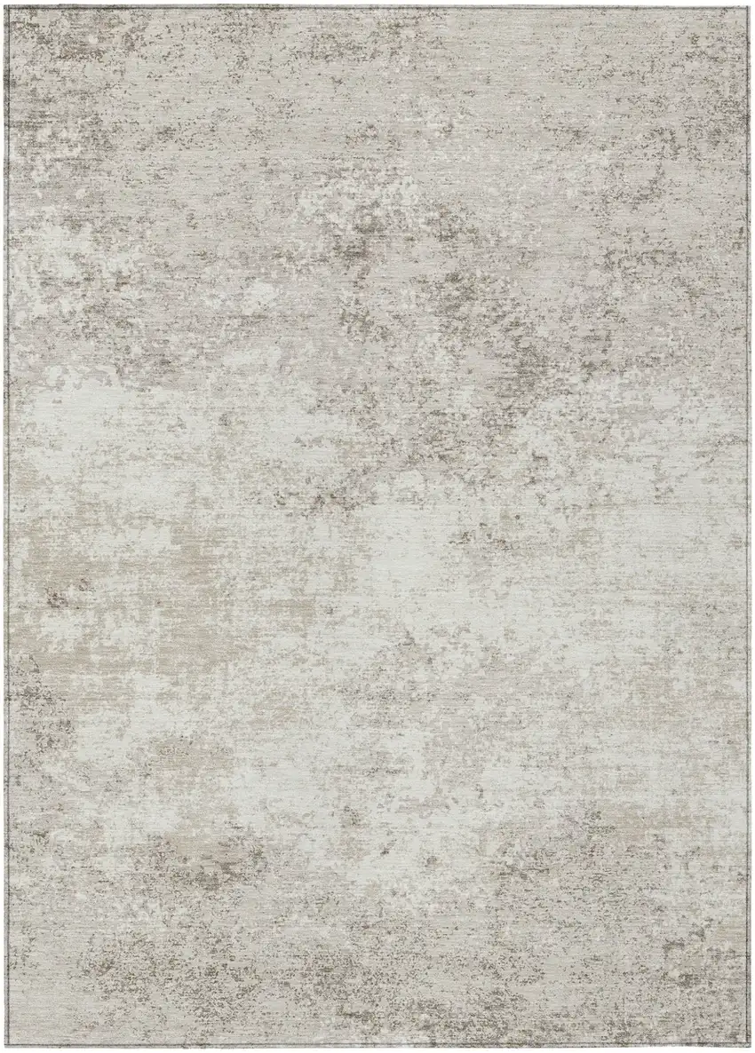 Ivory And Beige Abstract Washable Indoor Outdoor Area Rug Photo 2