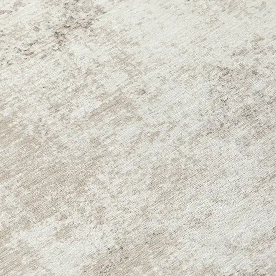 Ivory And Beige Abstract Washable Indoor Outdoor Area Rug Photo 8