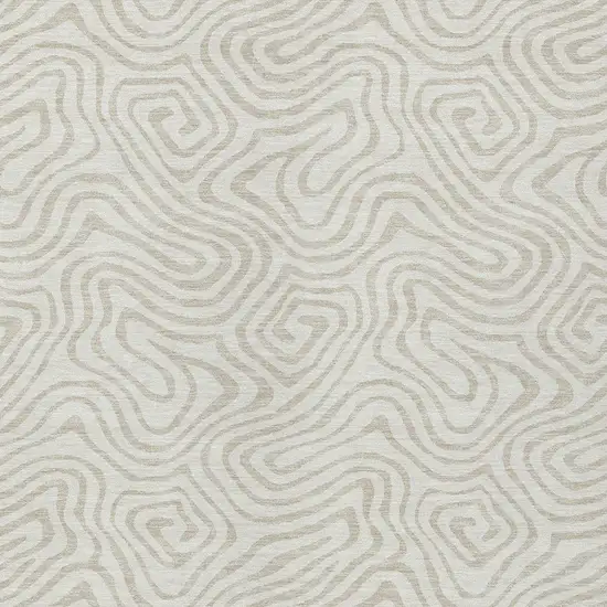 Ivory And Beige Abstract Washable Indoor Outdoor Area Rug Photo 6