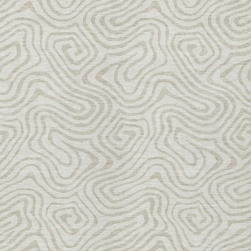 Ivory And Beige Abstract Washable Indoor Outdoor Area Rug Photo 6