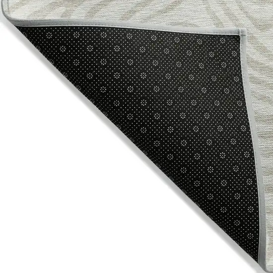 Ivory And Beige Abstract Washable Indoor Outdoor Area Rug Photo 4