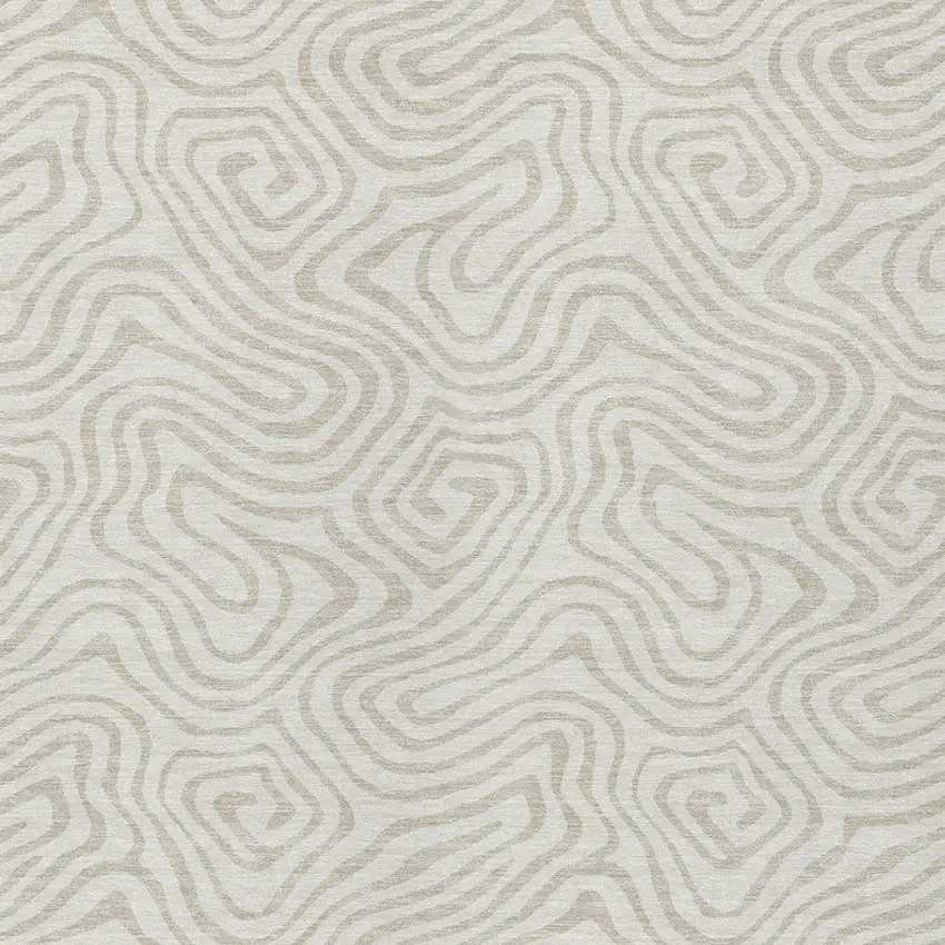 Ivory And Beige Abstract Washable Indoor Outdoor Area Rug Photo 6