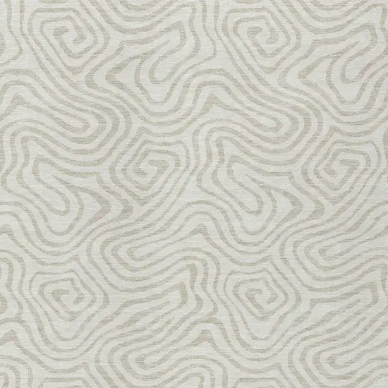Ivory And Beige Abstract Washable Indoor Outdoor Area Rug Photo 6